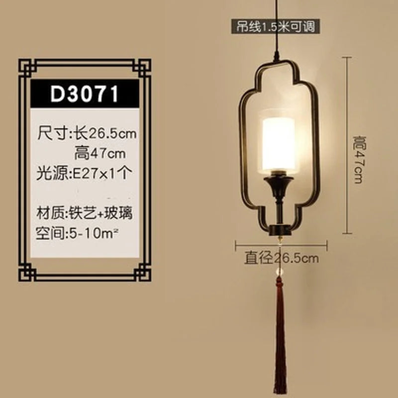lustre chinois moderne simple avec lumières led suspendues