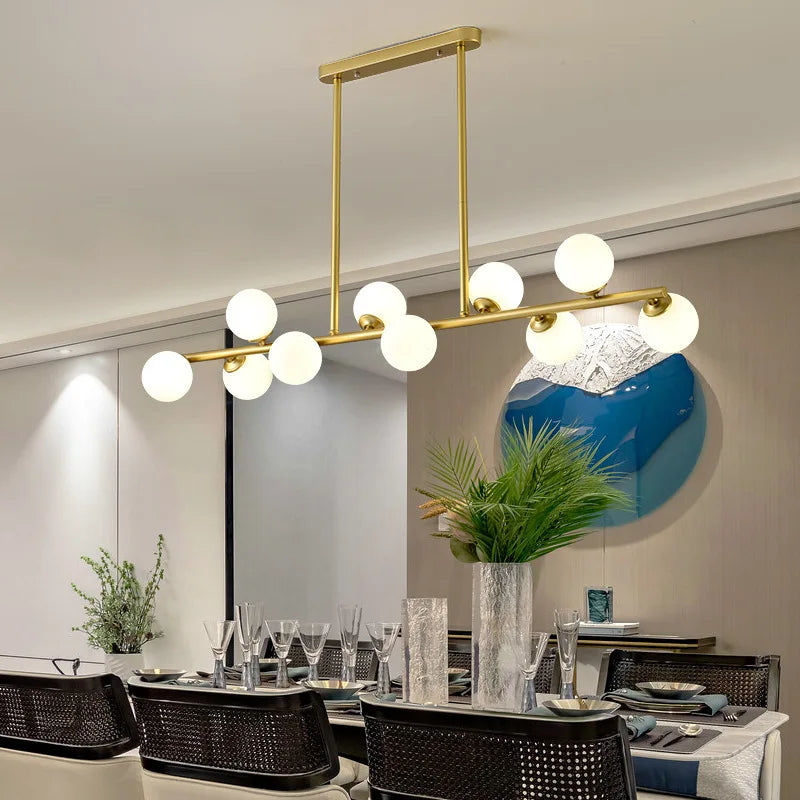 2024Modern LED Chandelier Black and Gold Long Glass Ball Chandeliers for Living Room Dinning Room Lustre,Samsarah Lighting - vue 4 sur 18
