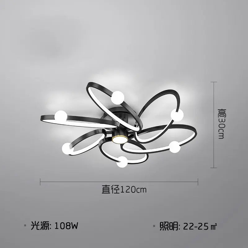 plafonnier led noir anneau maison décor luminaire - vue 6 sur 10