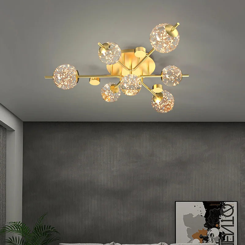 Plafonnier Led moderne lumière pour salon étude salle à manger chambre cuisine boule de verre doré