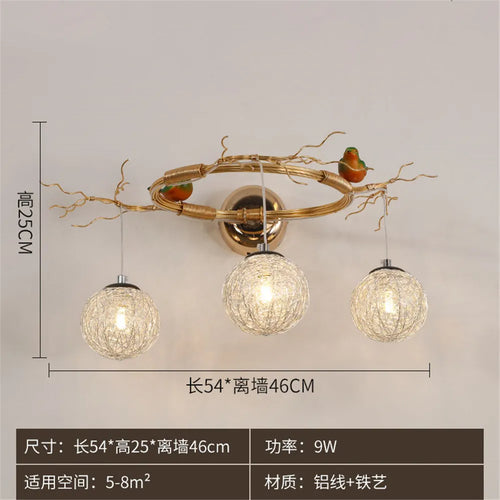 applique murale nordique en aluminium nid d'oiseau led romantique - vue 10 sur 11