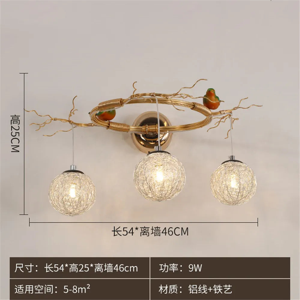 applique murale nordique en aluminium nid d'oiseau led romantique - vue 9 sur 11