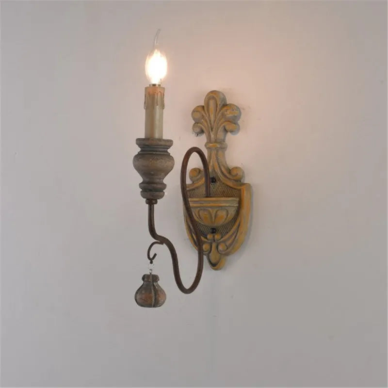 Vintage vieux bois rustique fer luminaires éclairage décoratif applique rétro décor industriel Loft bois intérieur appliques lampe de chevet