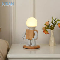 lampe table moderne en bois blanc led enfants veilleuse