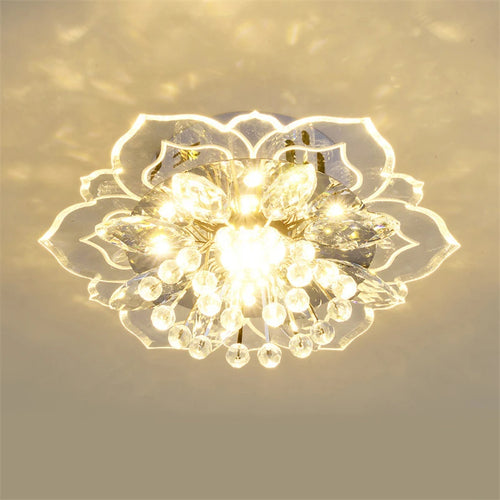 plafonnier en cristal fleurs lustre éclairage intérieur - vue 2 sur 11