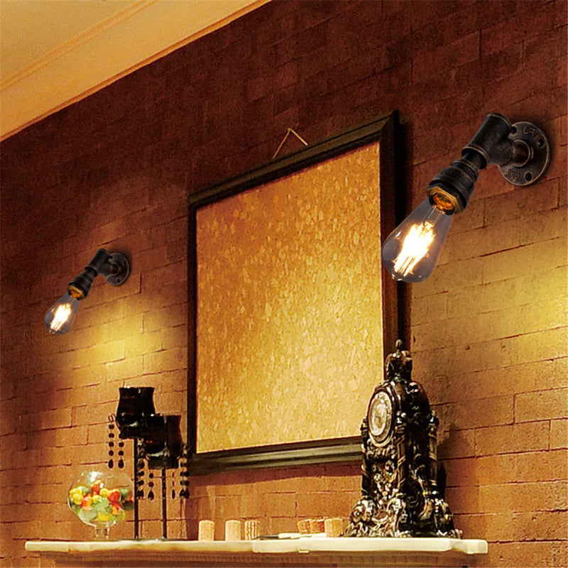 applique murale loft industriel rétro en fer rouillé