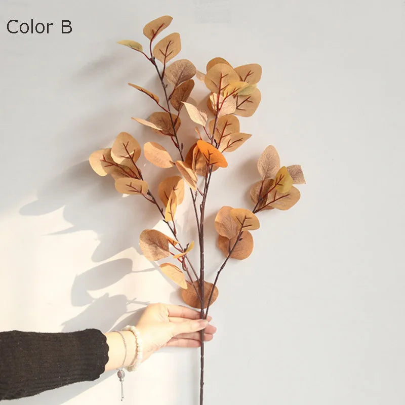 branche d'arbre d'eucalyptus feuilles rondes décoration rétro en faux feuillage - vue 3 sur 10