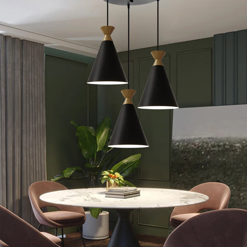 lampe suspendue rétro moderne à led abat-jour nordique pour éclairage restaurant - vue 4 sur 9