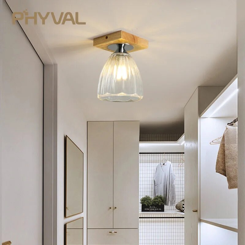 plafonnier phyval nordique verre bois luxe décor - vue 6 sur 16