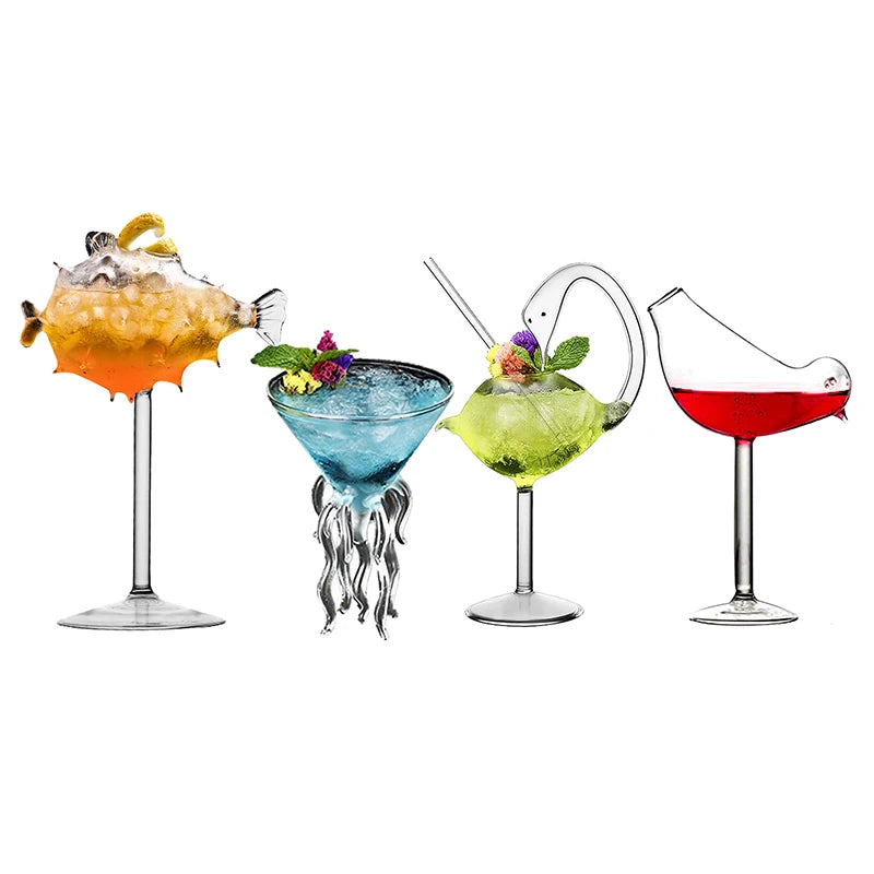 verre a cocktail original motif animaux decoratif soiree - vue 2 sur 7
