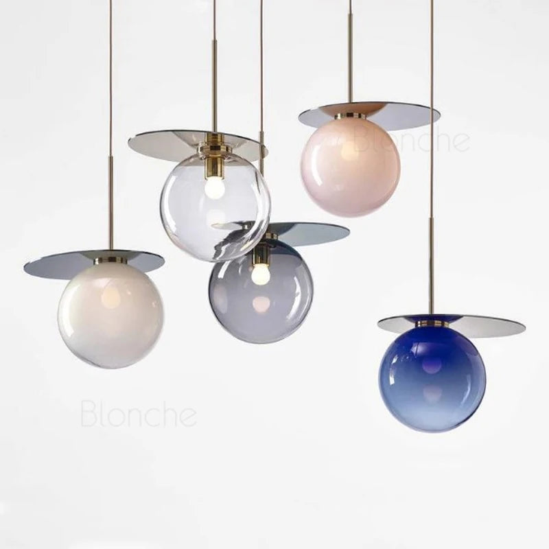 suspension moderne en verre avec éclairage led nordique - vue 2 sur 11