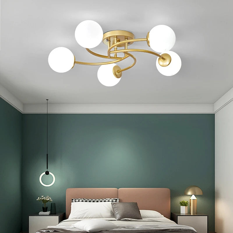 plafonnier nordique simple en verre avec led moderne
