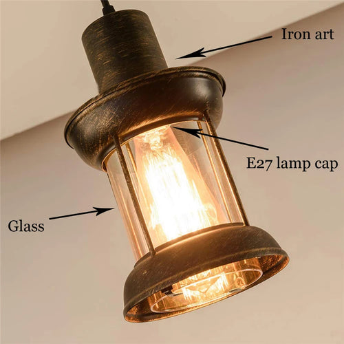 suspension vintage américaine en verre pour café restaurant - vue 8 sur 8