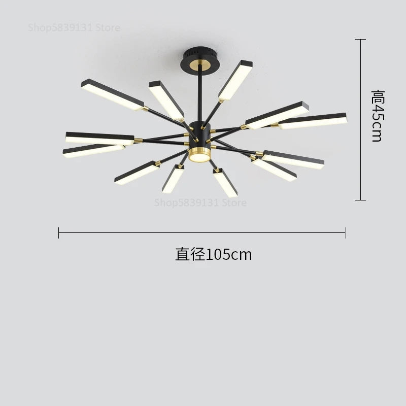 lustre d'art nordique moderne en fer avec éclairage led - vue 9 sur 9