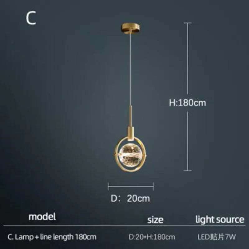 lampe nordique créative en cristal pour restaurant et bar - vue 8 sur 14