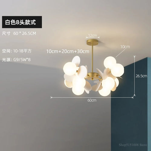 suspension à led design nordique avec fleurs décoratives en acrylique - vue 25 sur 24