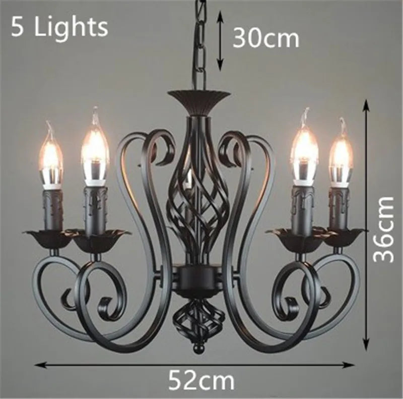 lustre industriel rétro en fer forgé chandelier vintage suspendu - vue 5 sur 6