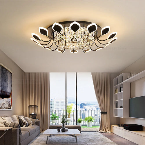 plafonniers modernes en cristal clair avec éclairage led terrestre - vue 2 sur 14