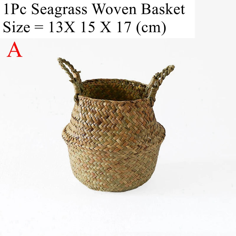 panier en osier d'algues rotin pour rangement et pique-nique - vue 12 sur 13