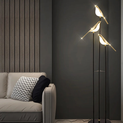 Nomi Lampadaire LED lampe oiseau postmoderne galvanoplastie doré jardin lecture chambre étude salon lampadaire de luxe - vue 6 sur 16
