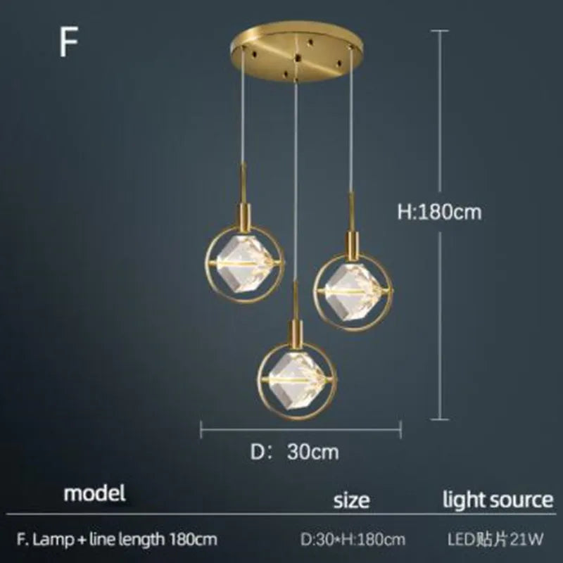 lampe nordique créative en cristal pour restaurant et bar - vue 13 sur 14