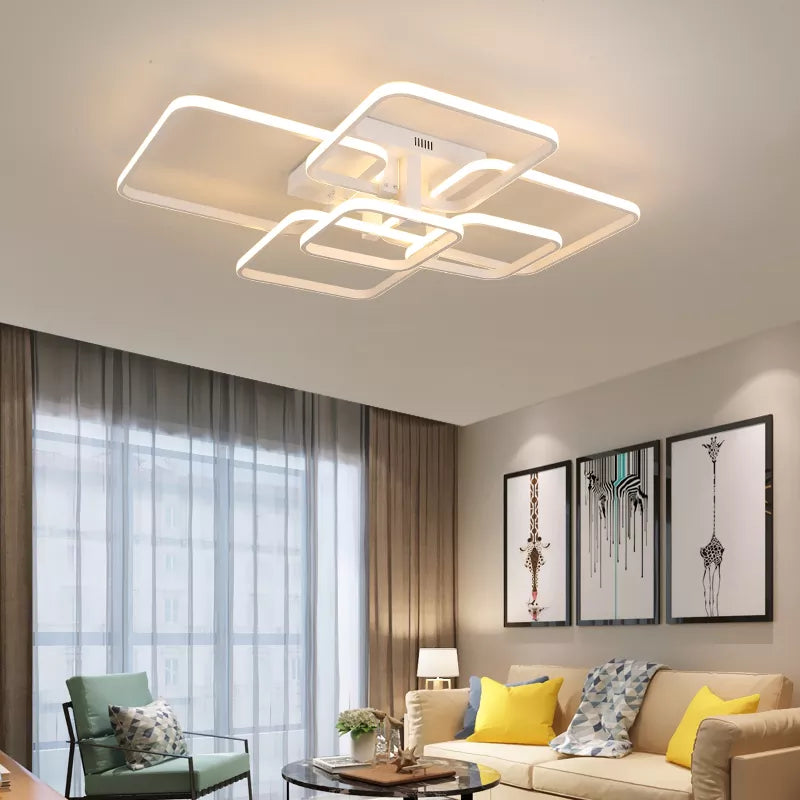 FANPINFANDO Rectangle acrylique aluminium plafond moderne à LEDs lumières pour salon chambre blanc/noir Led plafonniers