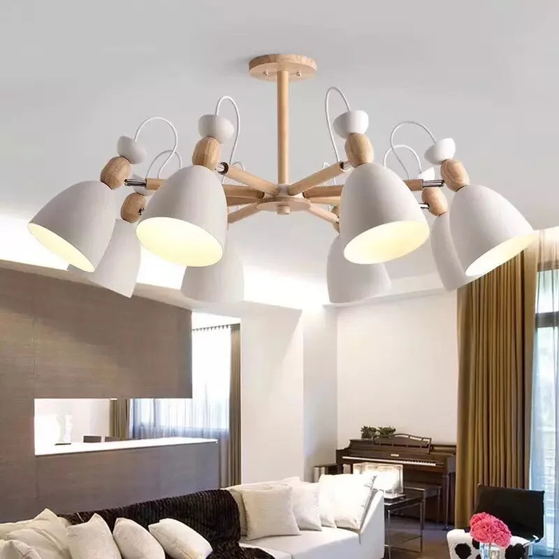 lustre moderne bois massif simple plafond hôtel
