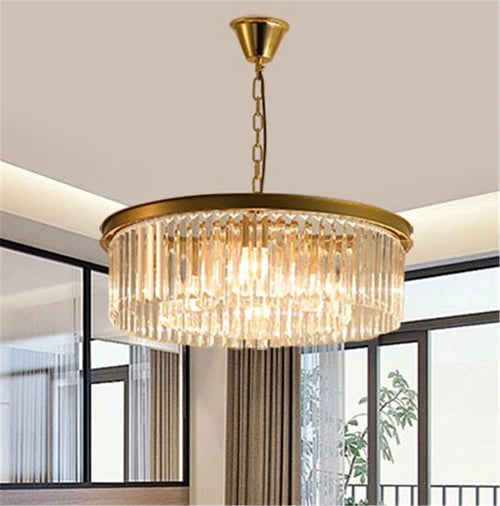 lustre rond en cristal design suspendu en verre transparent - vue 5 sur 6