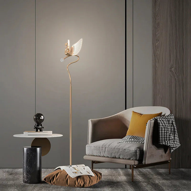 lampadaire nordique postmoderne luxe simple hôtel éclairage cygne - vue 5 sur 7