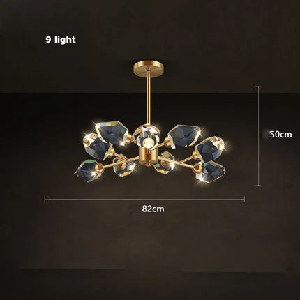 lustre en cristal et cuivre style art déco design moderne - vue 20 sur 22