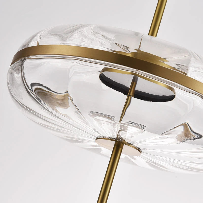 Jolie suspension design post-moderne réplique eau ondulation ovale verre suspension luxe salle à manger loft style lumière - vue 3 sur 7
