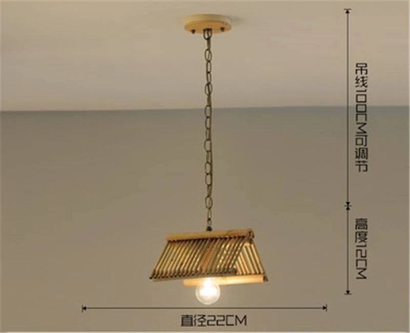 lustre en bambou vintage pour café bar et restaurant - vue 9 sur 9