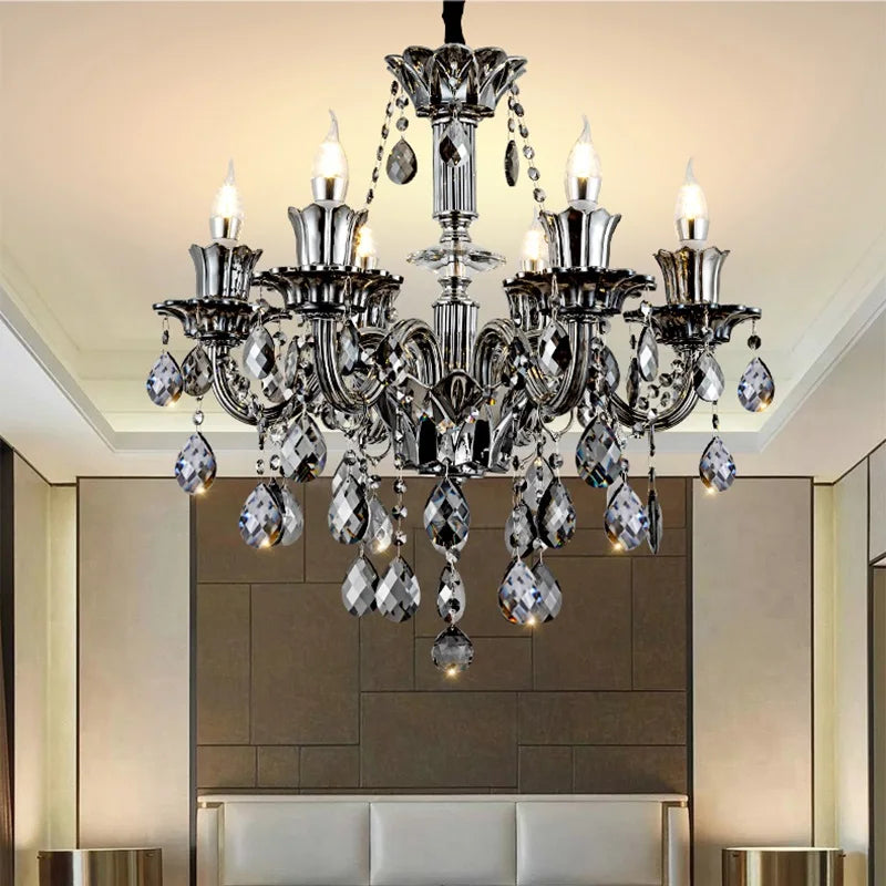 lustre en cristal moderne pour éclairage d'ambiance élégante