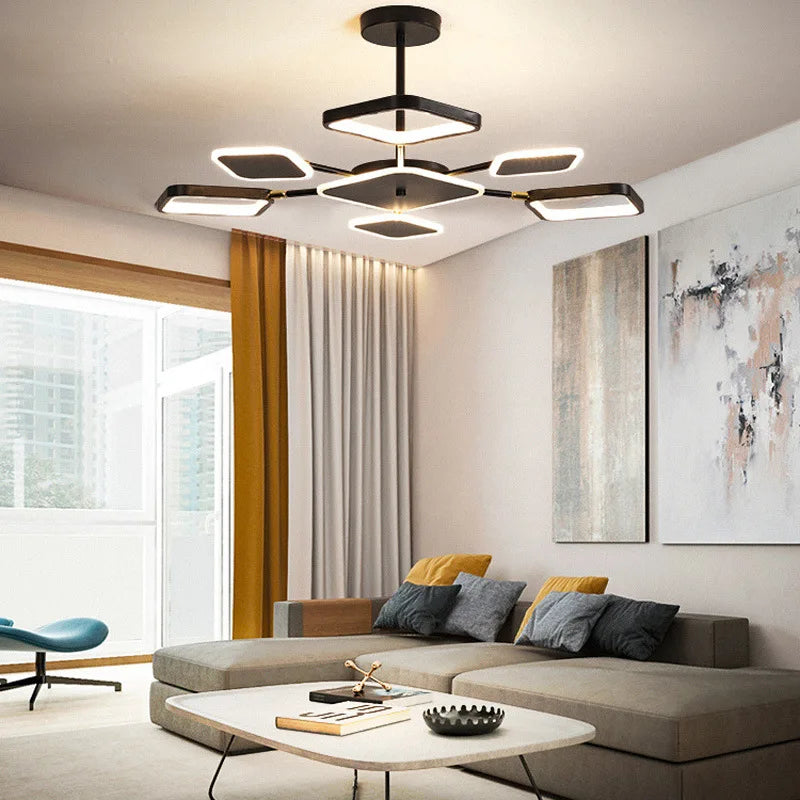 lustre carré à led moderne avec intensité variable - vue 5 sur 12