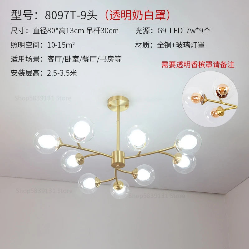 lustre led moderne nouvelle lampe suspension moléculaire nordique - vue 9 sur 14
