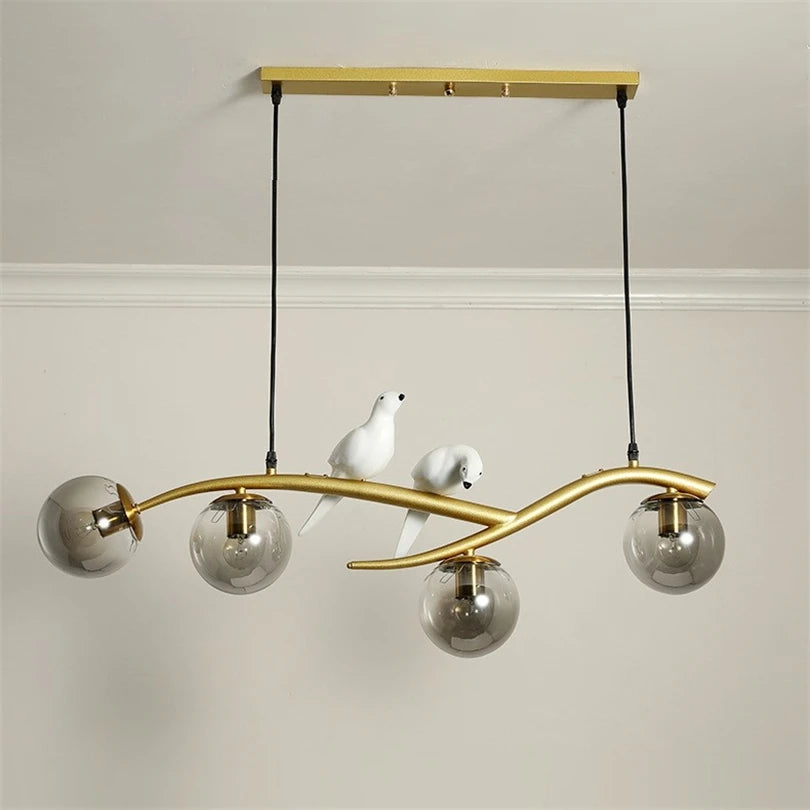 lampe d'oiseau nordique lustre moderne en verre led