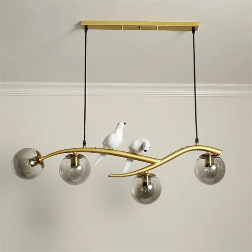 lampe d'oiseau nordique lustre moderne abat-jour en verre led - vue 3 sur 14