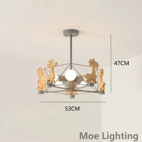 suspension girafe en bois à led pour enfants