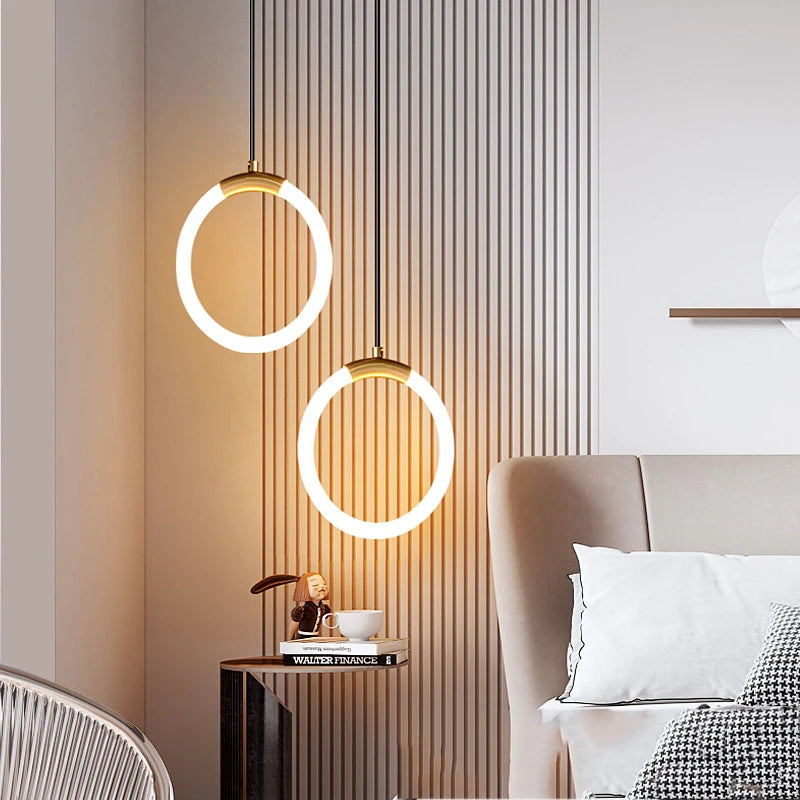 Nordique créatif suspension LED lumière 360 ° lueur chambre chevet Art lustre postmoderne suspension lampe de luxe