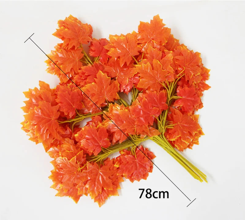 lot de 12 feuilles d'érable artificielles pour décoration d'automne - vue 9 sur 19