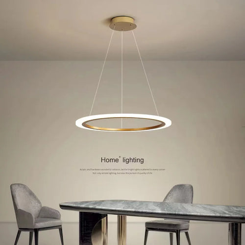 lustre circulaire minimaliste moderne avec éclairage led d'apprentissage