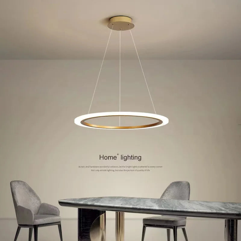 lustre circulaire minimaliste moderne avec éclairage led d'apprentissage