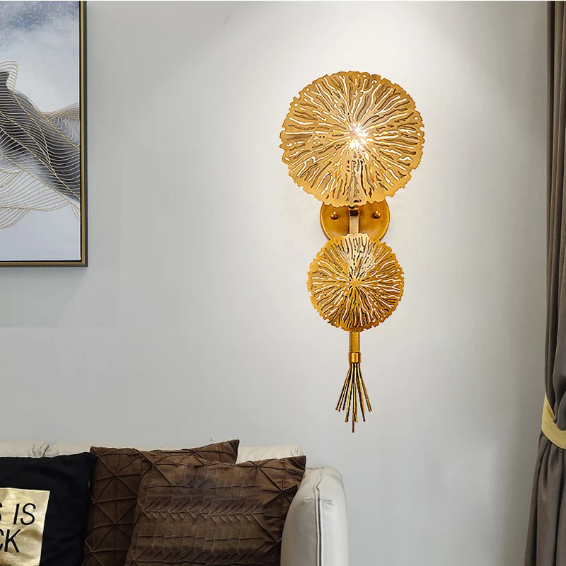 applique murale luxe feuille lotus décorative moderne pour salon et hôtel