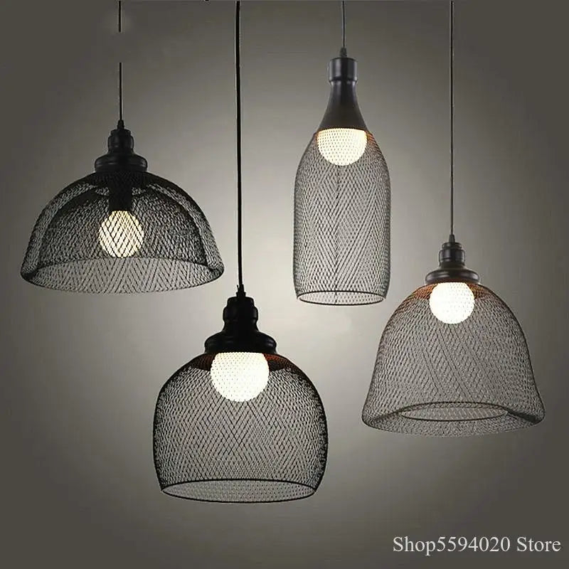 lustre cage à oiseaux style loft rétro en fer créatif minimaliste - vue 3 sur 18