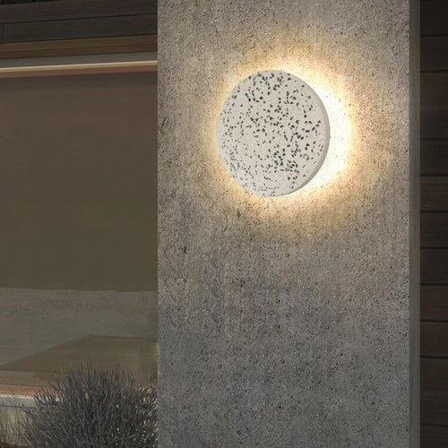 Applique extérieure LED étanche jardin rond intérieur Terrazzo &amp; acrylique décoration fond applique murale terrasse éclairage mural - vue 4 sur 15