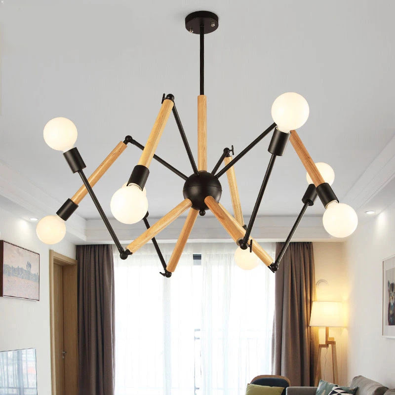 lustre en bois massif style moderne lampe araignée créative post-moderne