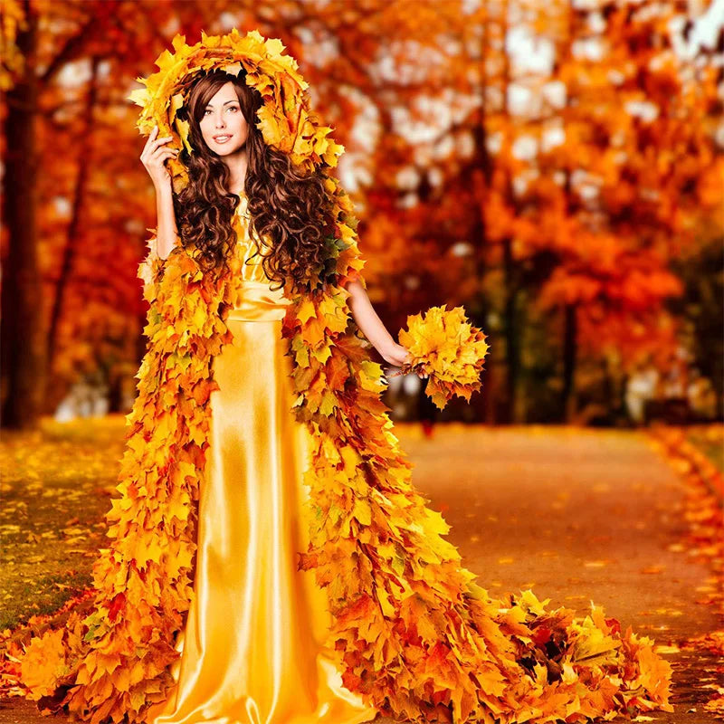 lot de 100 feuilles d'érable artificielles pour décorations festives - vue 10 sur 16