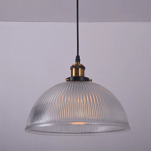 Suspension demi boule en laiton et verre transparent