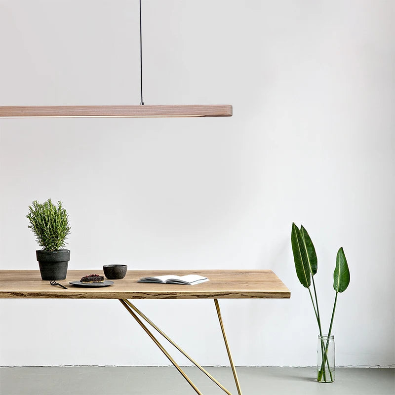 suspension en bois avec lumière led pour table à manger - vue 6 sur 10