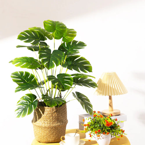 arbre tropical artificiel grandes feuilles de monstera en pot décoratif - vue 3 sur 23